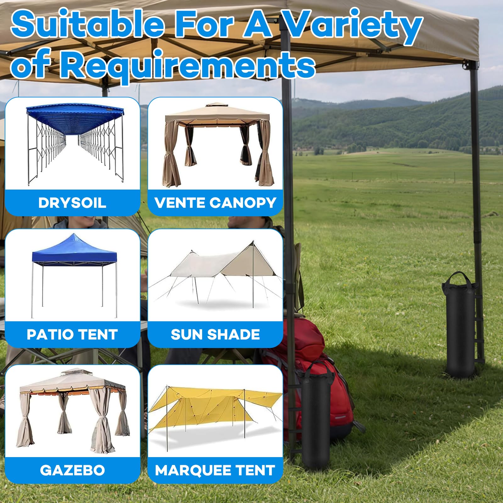 Gewichte für Pavillon 8 Stück Sandsäcke zum Beschweren - 10kg Kapazität pro Sandsack, Pavillon 3x3 Garten - 600D Oxford Stoff Beschwerung für Zelt, Strand und Outdoor