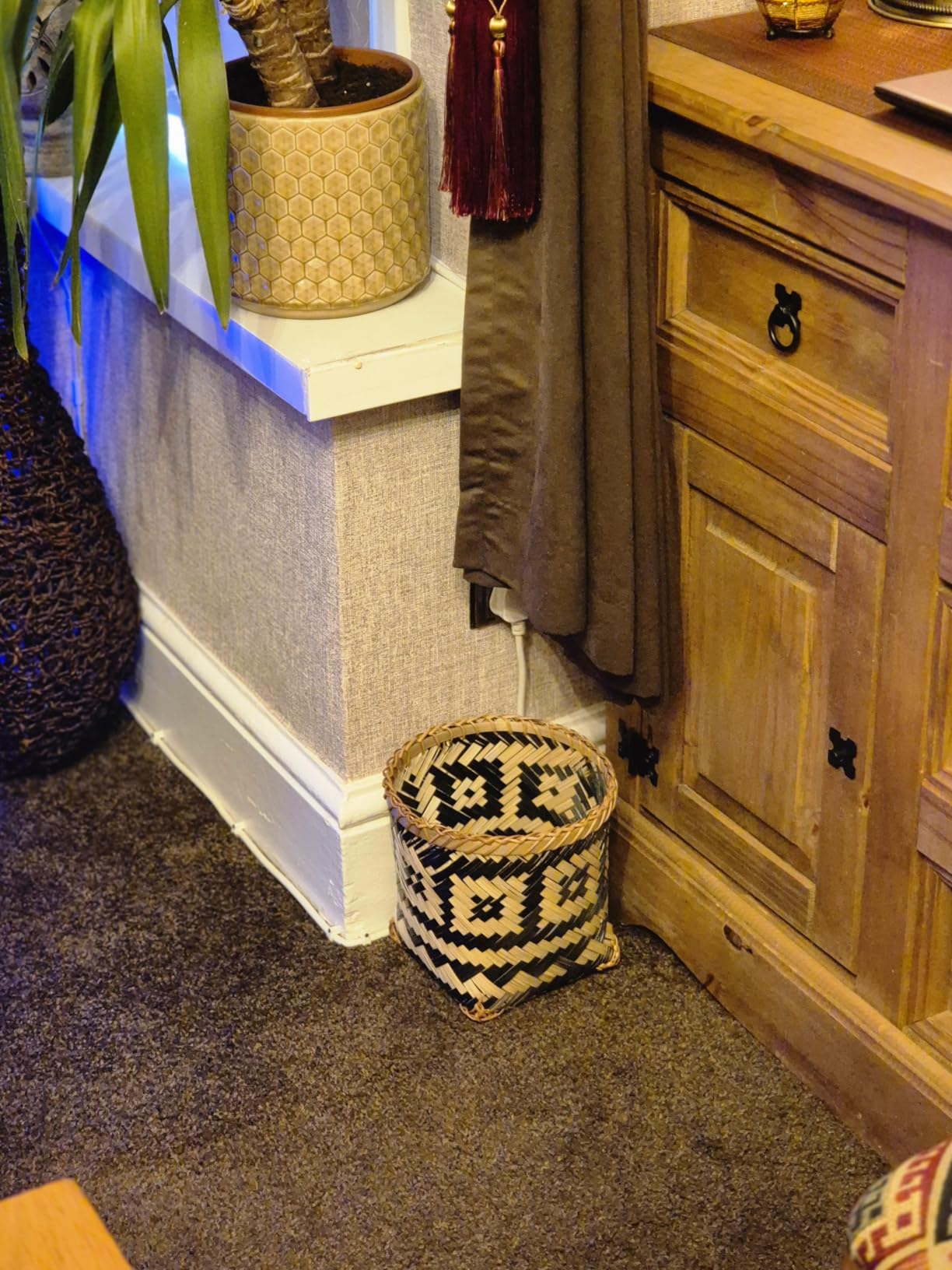 Wicker Bin Rubbish Garbage Bins Waste Basket Trash Woven Wastebasket - View #4