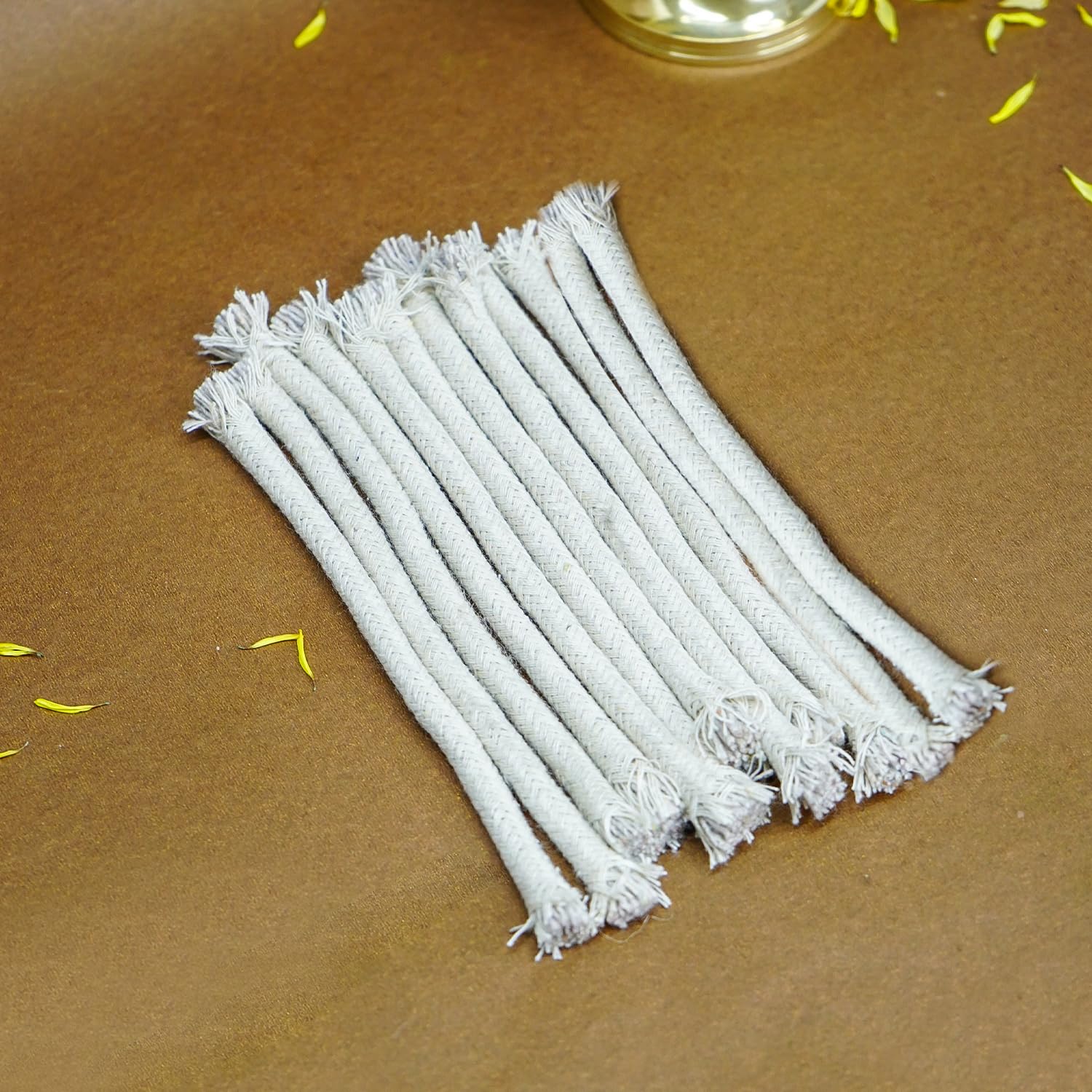 Ekhasa Akhand Diya Wicks for Pooja | Long Batti for Akhand Jyot | Diya Batti for Oil Lamp | Twisted Cotton Wick for Diya | Vattulu for Puja | Akhand Jyothi Diya Batti | Lambi Batti 15 Cm (Pack of 12)-image-33