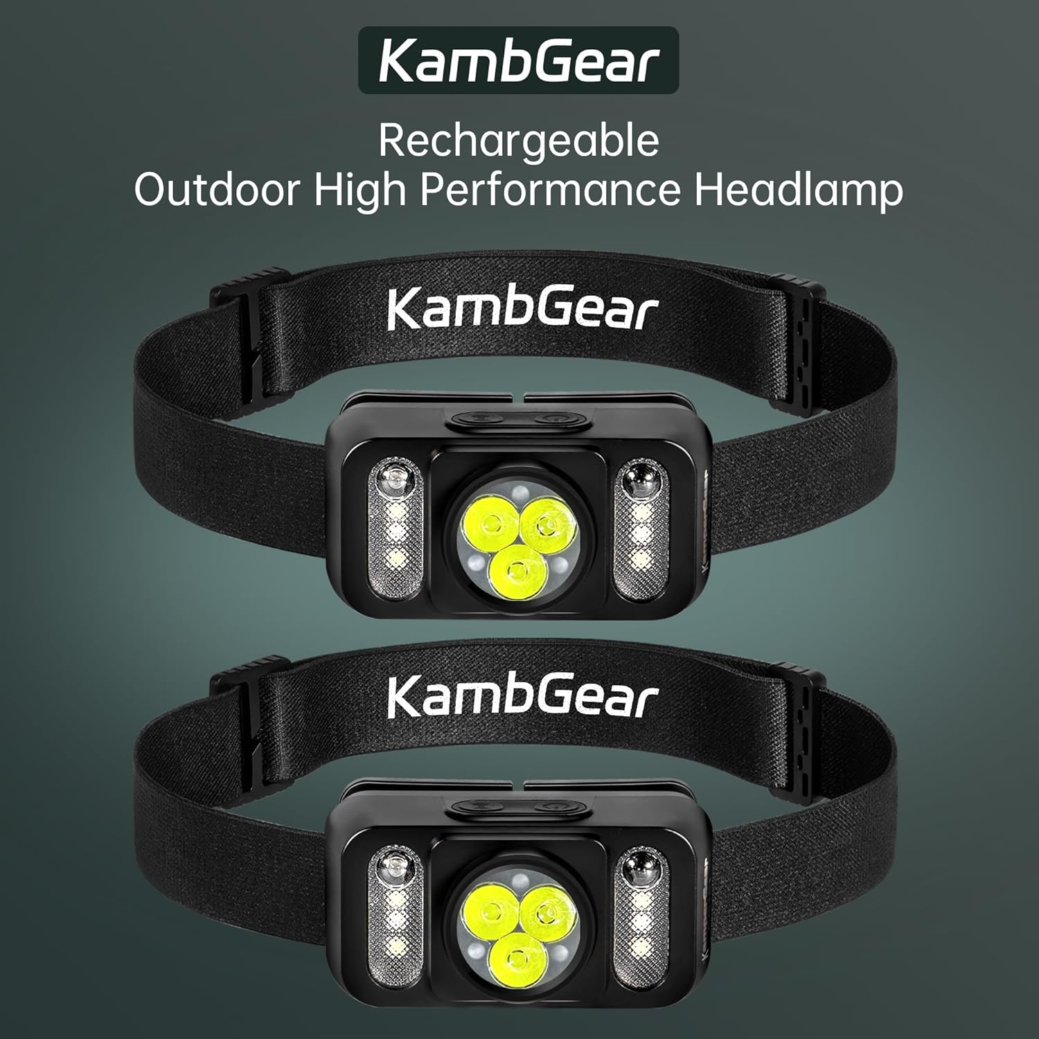 Headlamp Rechargeable 2-Pack, 10000 Lumens Ultra-Light Bright LED Rechargeable Headlight with White Red Light, Waterproof Motion Sensor Head Lamp, 7 Modes for Outdoor Fishing Camping Running Cycling