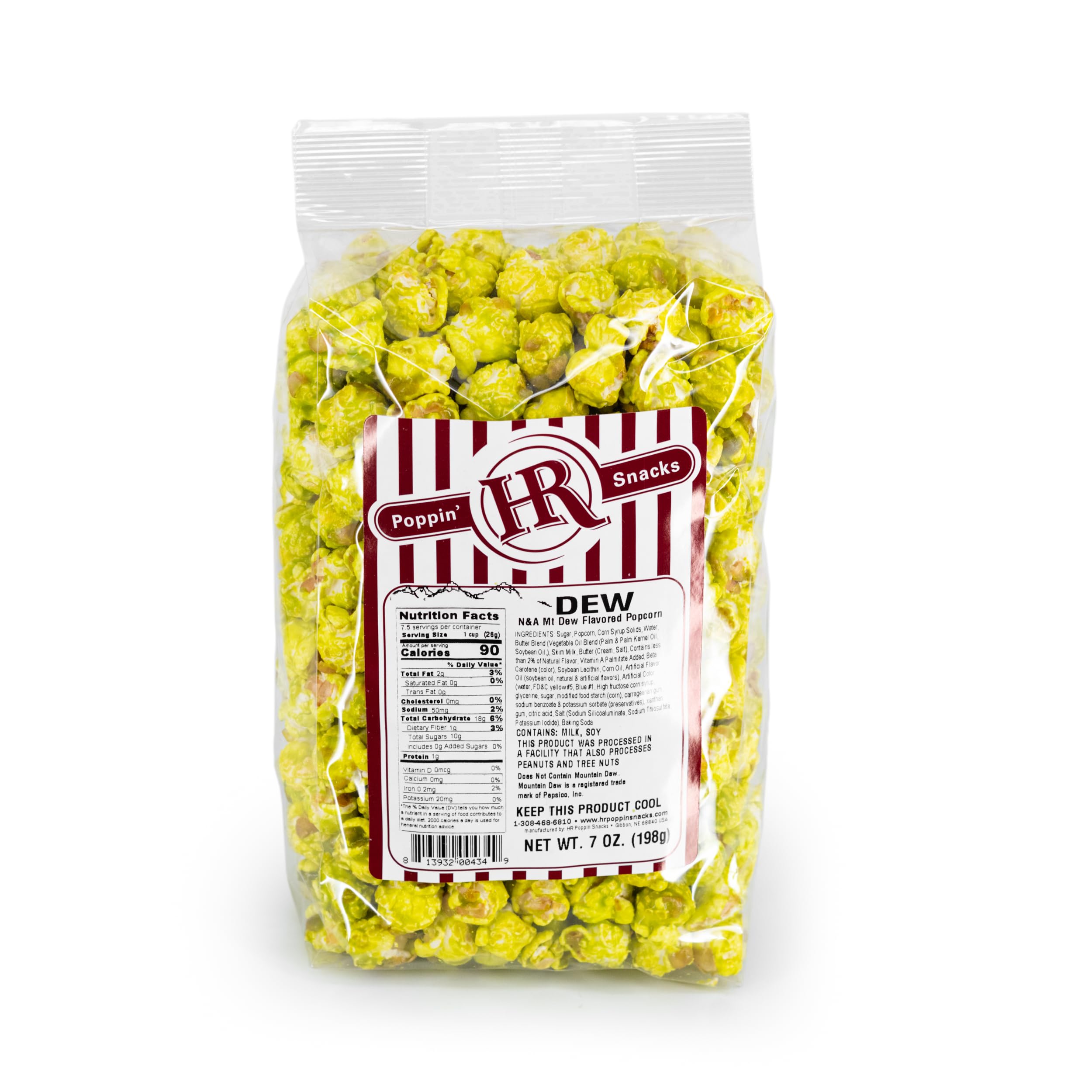 Dew Soda Popcorn - Gourmet Popcorn | One 7 oz Bag | HR Poppin' Snacks - Made in USA - Made in Gibbon, Nebraska - Delicious, Fresh Popcorn - Party