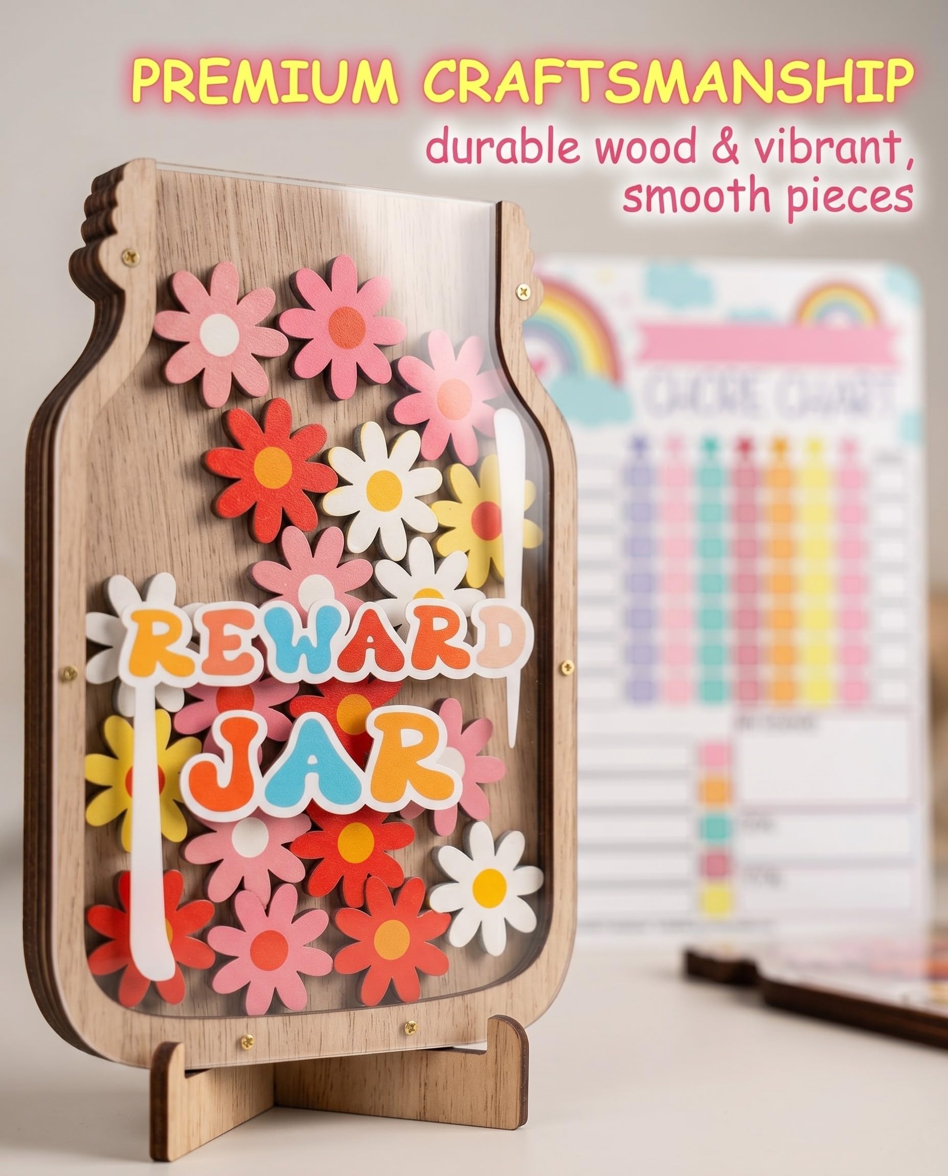 Tabella delle Ricompense per Bambini con 30 Stelle e Lavagna Magnetica Sistema di Ricompensa per Casa, Scuola e Aula (Fiori Colorati)