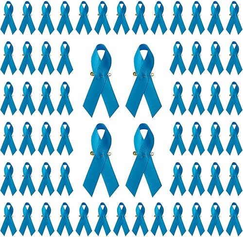 Miniatura 23 de WANDIC Alfileres de satén de cinta de poliéster, alfileres de cinta de concientización sobre el cáncer, broche de conciencia de fe de esperanza