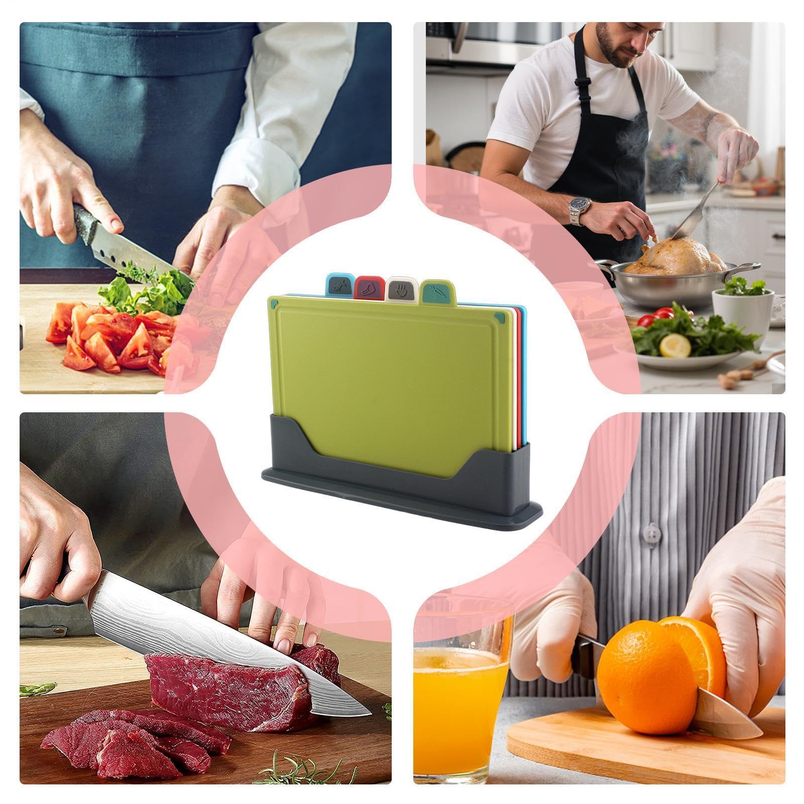 Tabla De Cocina Para Cortar 4 Piezas Bandeja Organizadora Antideslizante | Fácil Limpieza Tabla De Cortar Para Carne Verduras Queso Pan Pasteles Sushi Cocina Casera Viaje Camping Al Air