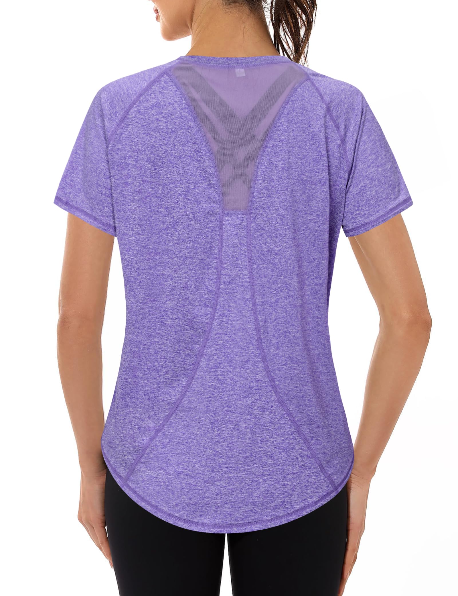 Gyabnw UV-Schutz Funktionsshirt Sportshirt Damen Atmungsaktiv Laufshirt Kurzarm Fitness Sport Oberteil Wandern Yoga