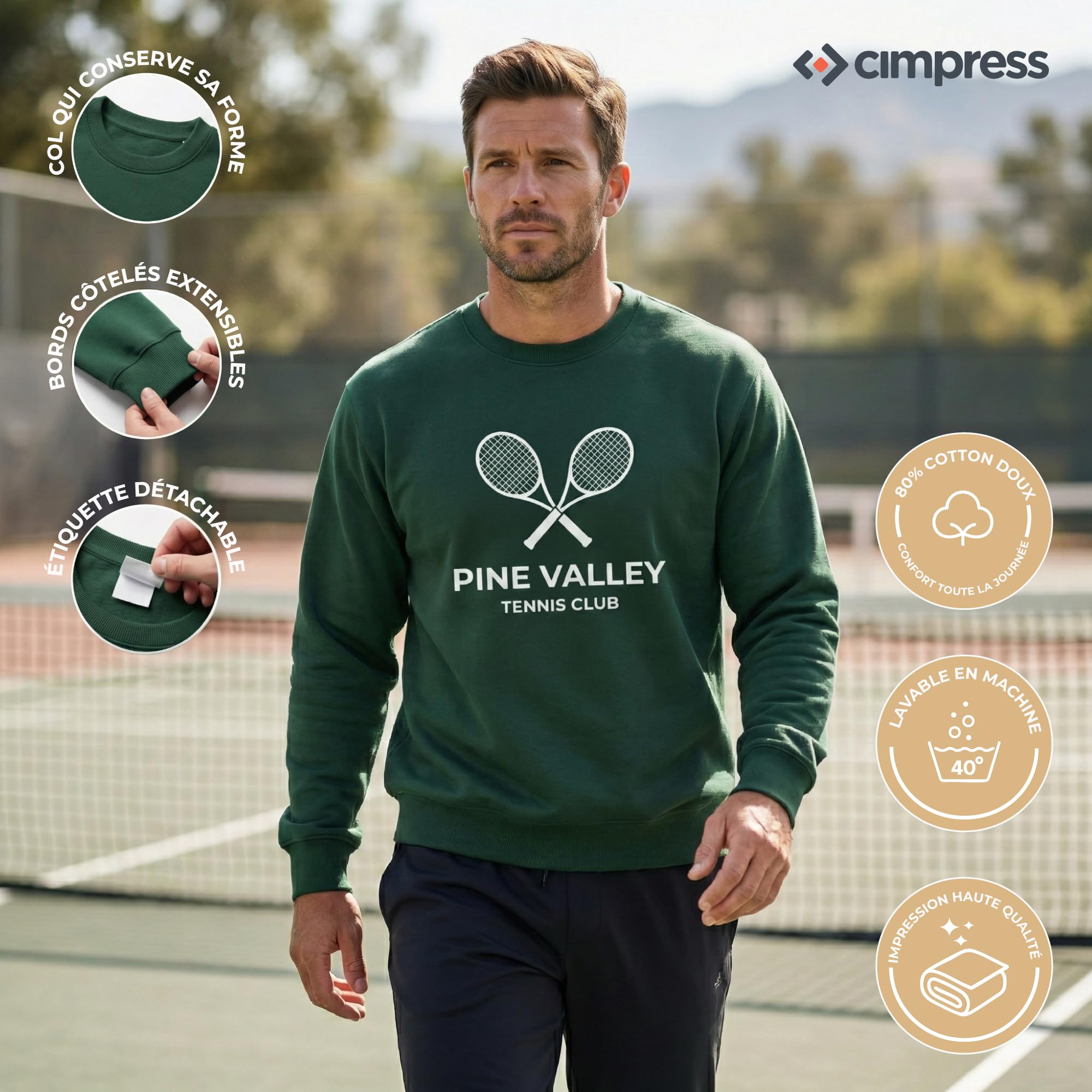 Cimpress Sweat Personnalisé Homme, Tailles S à 5XL, Personnalisable avec Photo, Logo ou Texte, Col Rond avec Impression sur Le Devant, Idéal pour Équipes, Cadeaux, Événements ou Tenues d’Entreprise