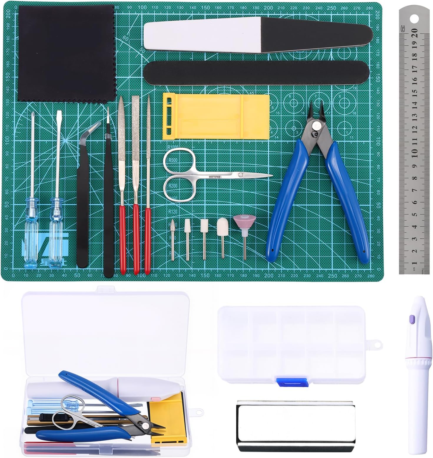 Habwea 26 Pieces Model Making Tools Gundam Model Kit, Modeler Basic Tools Craft Set Hobby Tool for Gundam Car Model Building Repairing and Fixing