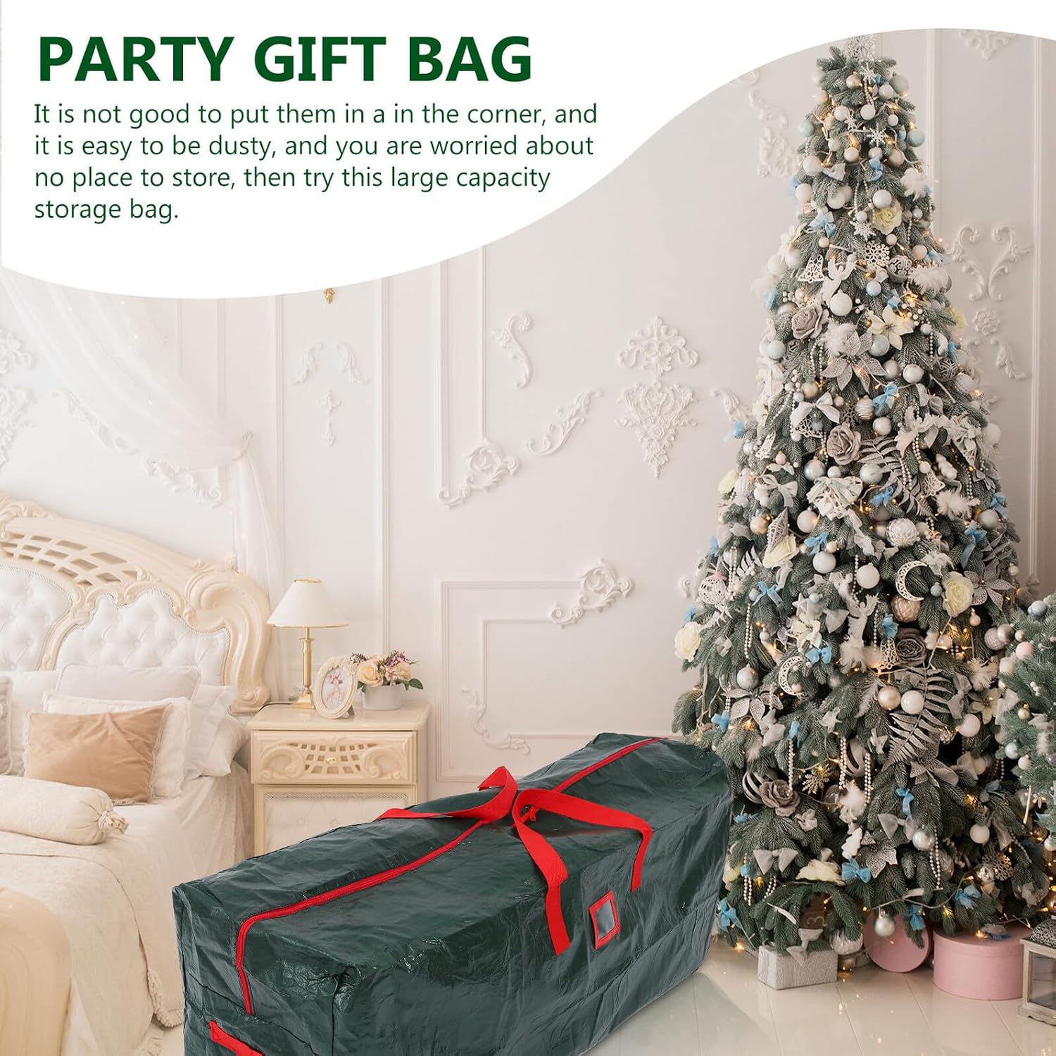 VICASKY Christmas Tree Storage Bag Waterproof Zippered Large 122x34x51cm Green Household Xmas Tree Pouch Dustproof Holiday Organizer