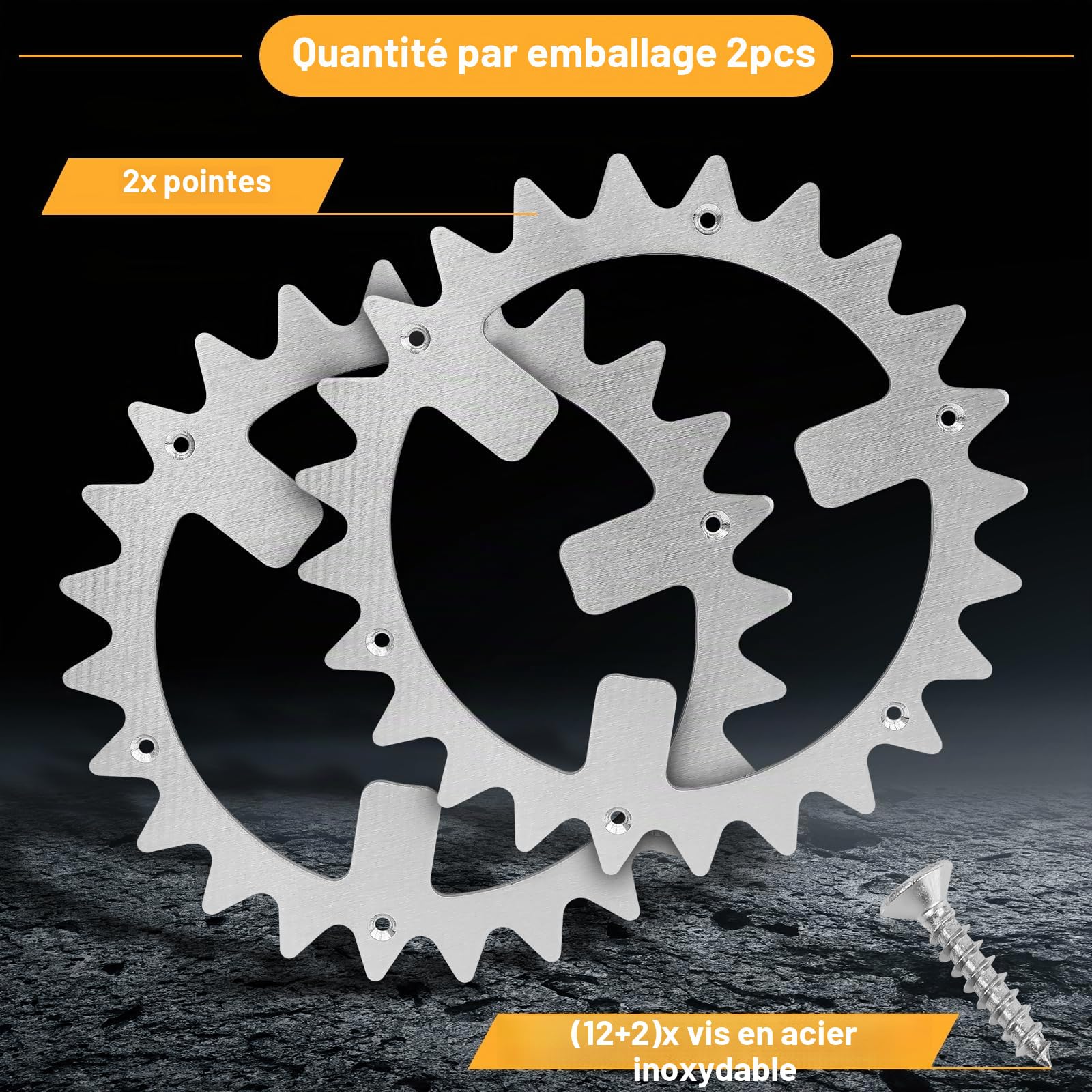 Pointes de tondeuse en acier inoxydable pour robot tondeuse Worx Landroid WR141E / WR142E / WR143E / WR165E / WR167E, amélioration de la traction pour robots en acier inoxydable pour accessoires de