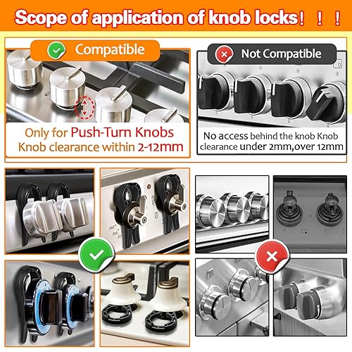 Miniatura 2 de Paquete de 5 + 1 cerradura de puerta para horno, seguridad para niños, cerraduras de perilla de estufa de gas, cerraduras de perilla de horno a