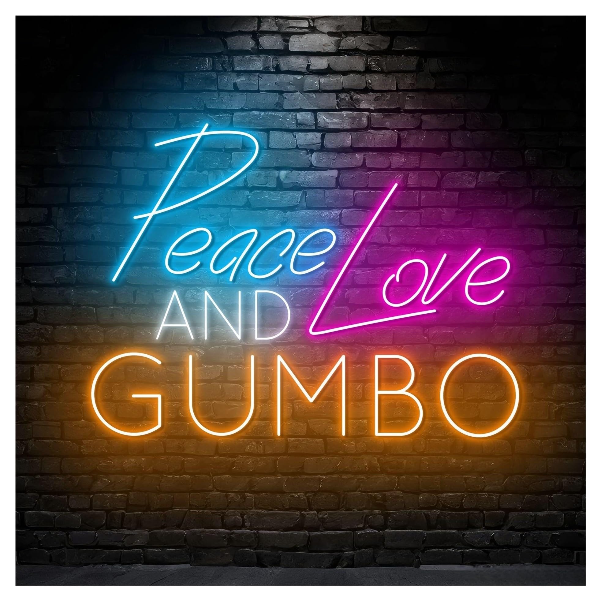 Hanging Art Neon Signs Peace Love And Gumbo Neon Sign LED Light Dimmable For Food Store Mexico Restaurant Wall Decor 50cm