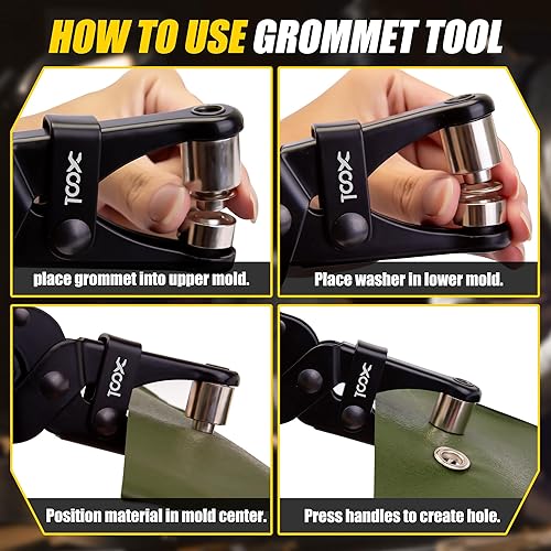 Miniatura 60 de XOOL Kit de herramientas con ojales, herramienta de perforación de artesanía en cuero, 1/2" y 3/8