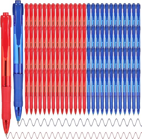 deegtran Bolígrafos a granel, paquete de 100 bolígrafos de clic de tinta azul y roja con agarre suave, bolígrafos retráctiles al por mayor para disponible en Yaxa Venezuela
