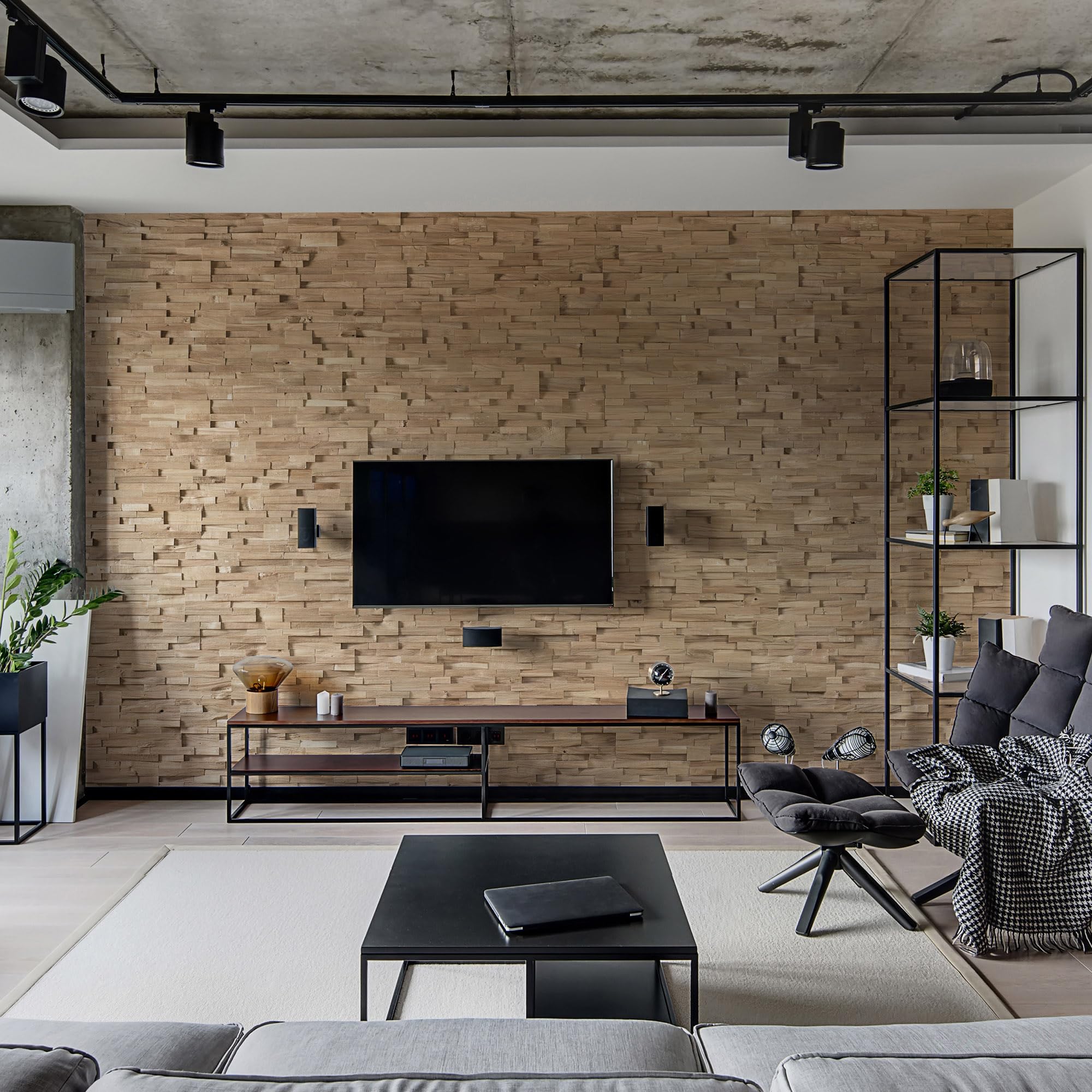 Drewniana okładzina ścienna o wyglądzie 3D, naturalne panele ścienne z drewna dębowego, dekoracja ścienna, drewniana okładzina, projekt ściany drewnianej według modelu Wooden Wall Design Deja vu (1 m²)