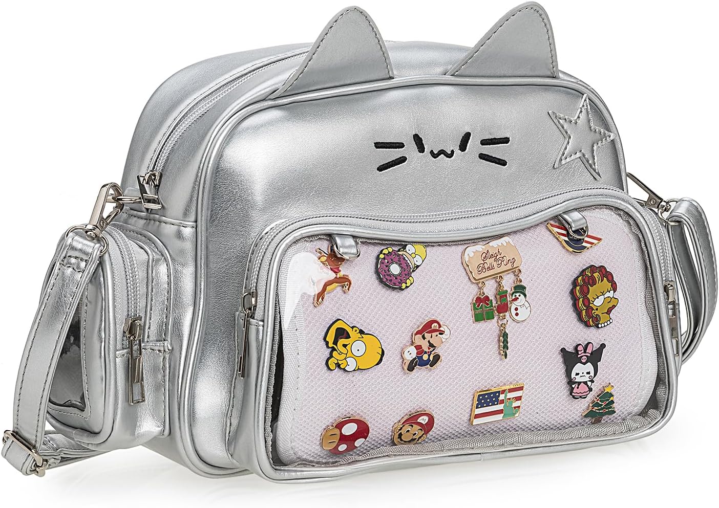 Kawaii Ita Bag Crossbody Bag Cute White Cat Backpack Girls Shoulder Bags Pin Display with Insert - Image 3