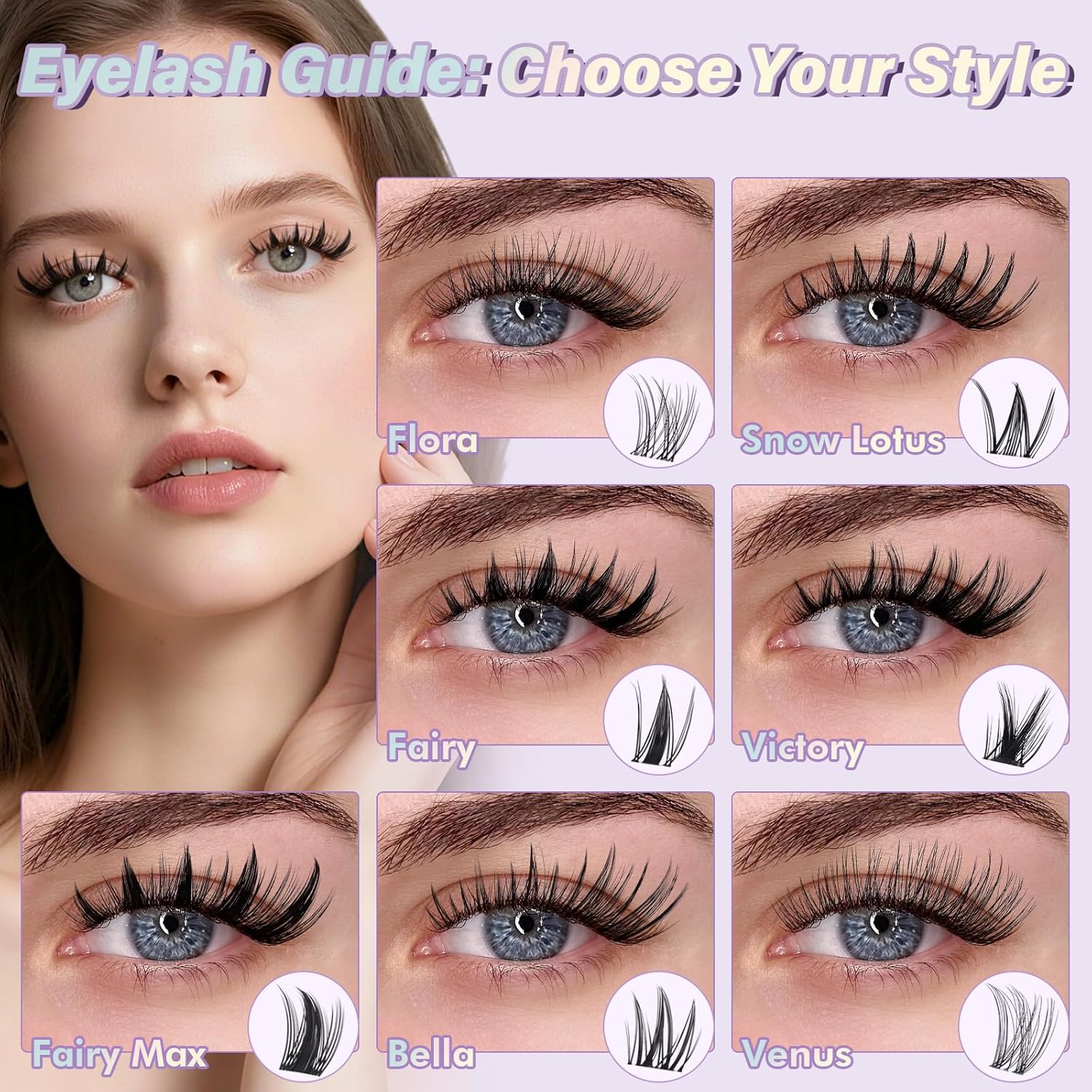 B&Q Fairy Lash Clusters - DIY Lash Extension at Home Beginner-Friendly Manga Lashes, 144pcs Eyelash Clusters with 0.3mm Invisible Band & Waterproof, Salon Look for Daily Work & Parties (Fairy 8-18mm) Lash-Fairy-8-18mm