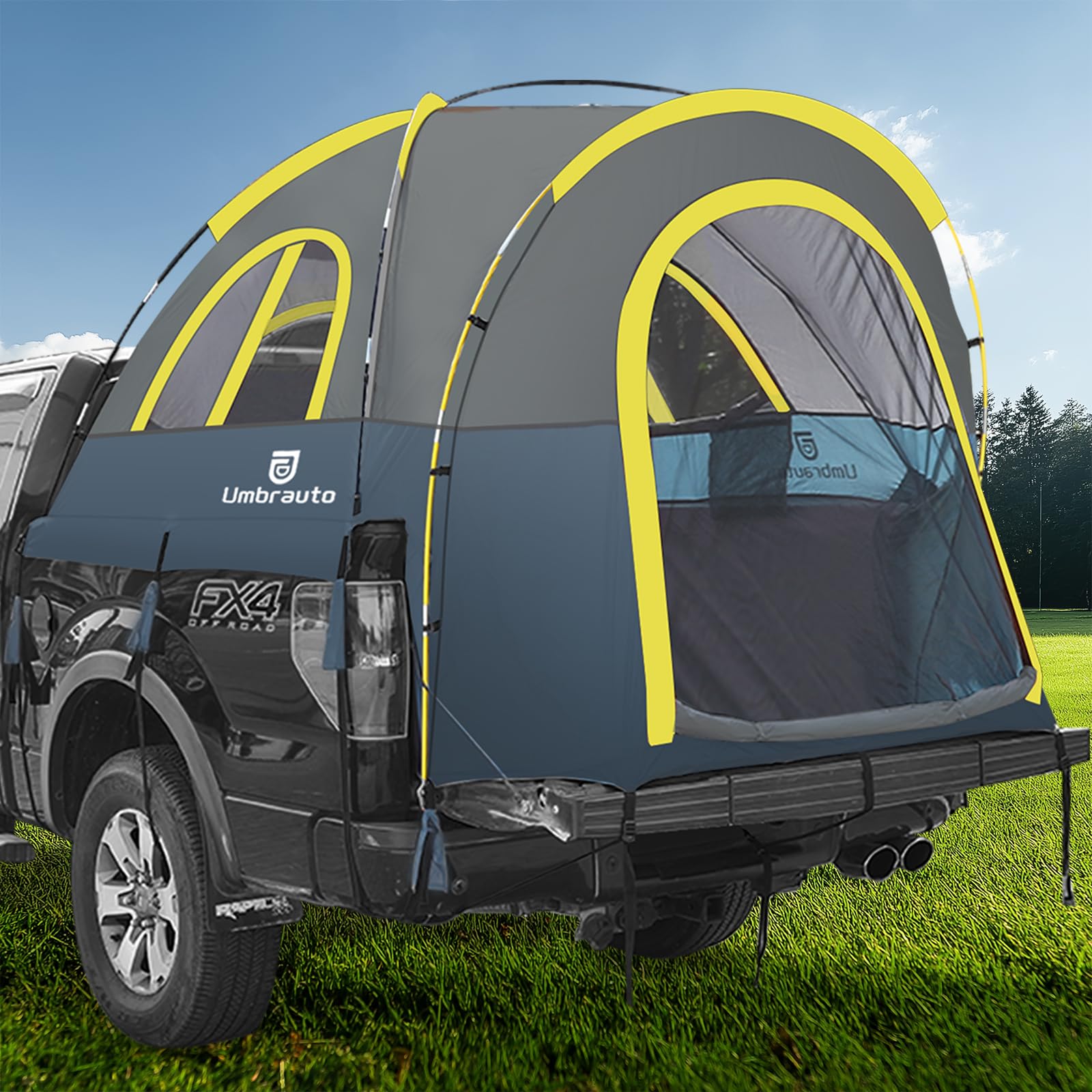 Truck Bed Tent 6.5ft: Easy Set Up Umburato Pickup Truck Tents for Camping, Waterproof PU3000mm Canopy for Truck Camper, Portable, Spacious for 2 Person Blue