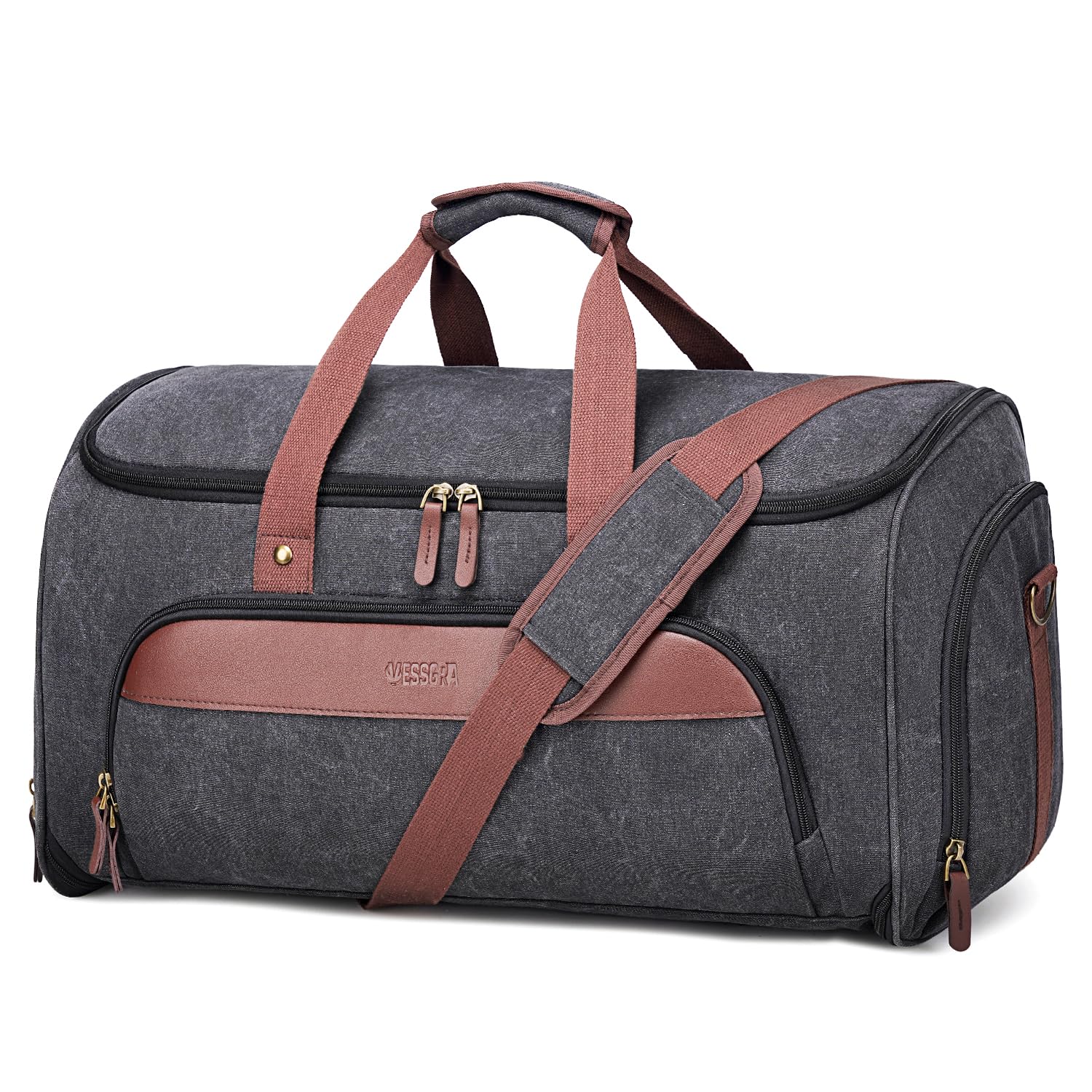 Vessgra Convertible Garment Bag for Travel, Carry on Garment Duffle Bags for Travel, Canvas Garment Duffle Bag for Men Women with Shoe Compartment - 2