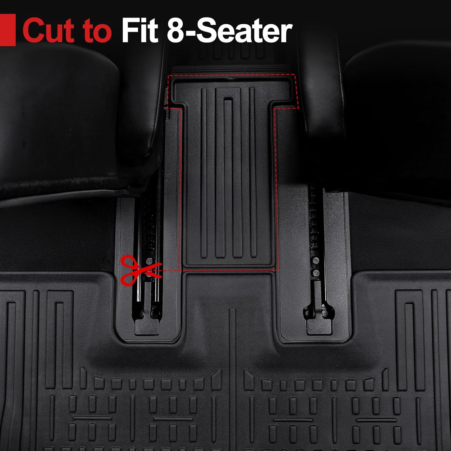 Floor Mats for 2020-2025 Kia Telluride 7/8 Passenger, All Weather TPE Durable Cargo Liner with Backrest Mat Interior Protection for 2025 Kia Telluride