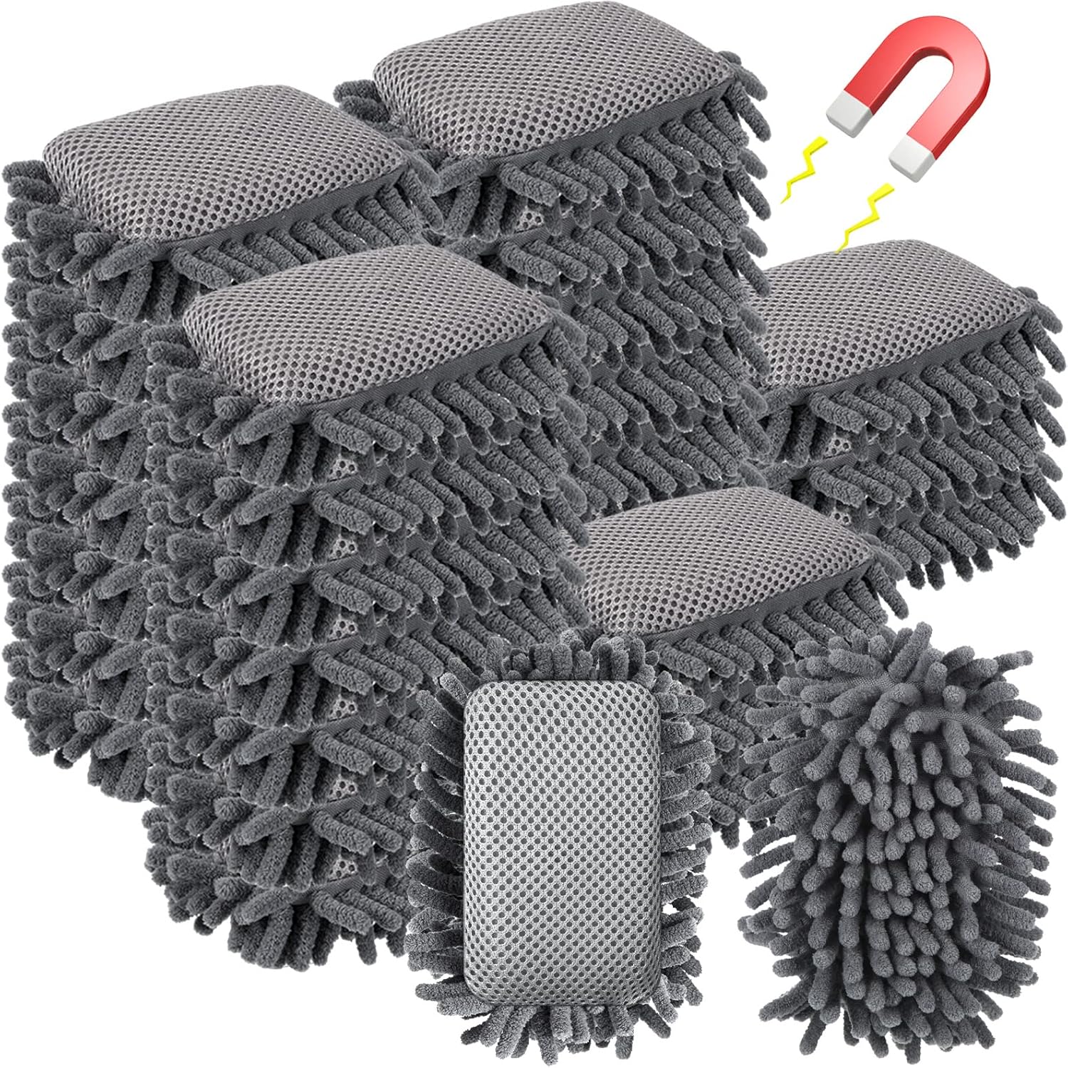 ShagMag 24 Magnetic Whiteboard Erasers, Washable Microfiber