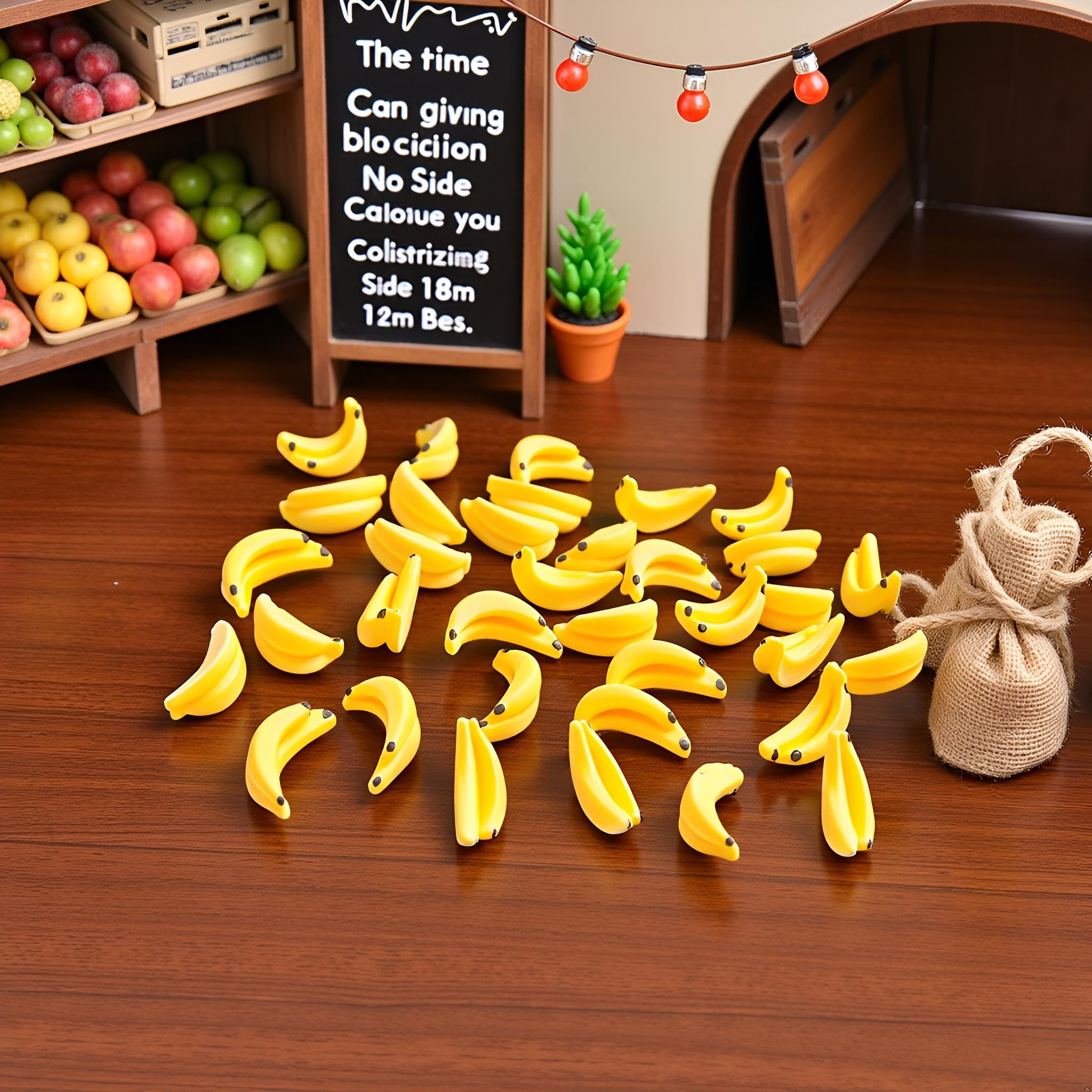 35Pcs Miniature Yellow Bananas - 1/12 Scale Fake Fruit For Dollhouse, Fairy Garden & Mini Decor
