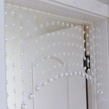 Crystal Beaded Curtain for Doorways,Hanging Short Clear Door Beads Curtains for Windows Room Divider Bedroom Coffee House,Clear Diamond Shape 20 Strings