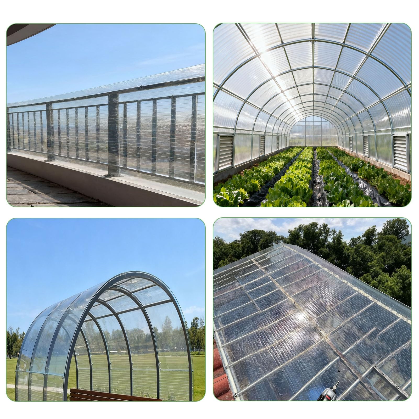 Panel de Policarbonato para Invernadero Material en Bobina Cubierta Aislante Transparente para Exteriores, Salas Acristaladas, Invernaderos Hortalizas, Cocheras(1x4m/3.28x13.12ft)