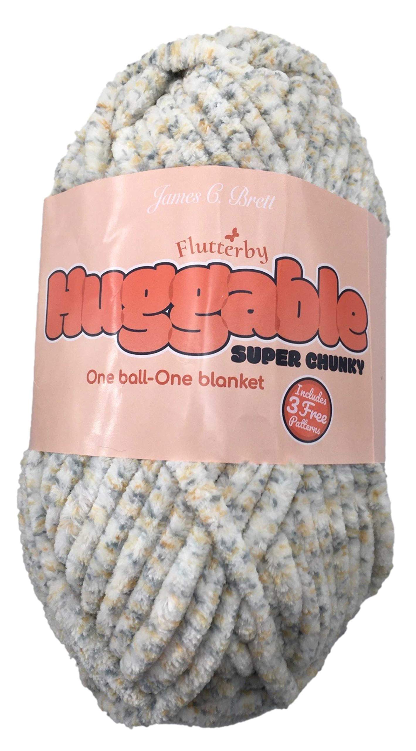 James C Brett Flutterby Huggable Super Chunky UG12 Caramel Grey Mix 250g, Blue, 576 feet