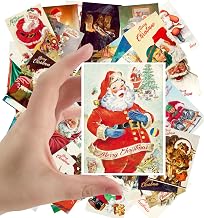 Large Stickers 24 pcs (2.5"x3.5" Each) Santa Visiting on Christmas Eve Vintage Christmas Postcards Retro Greeting Card Poster Reprint