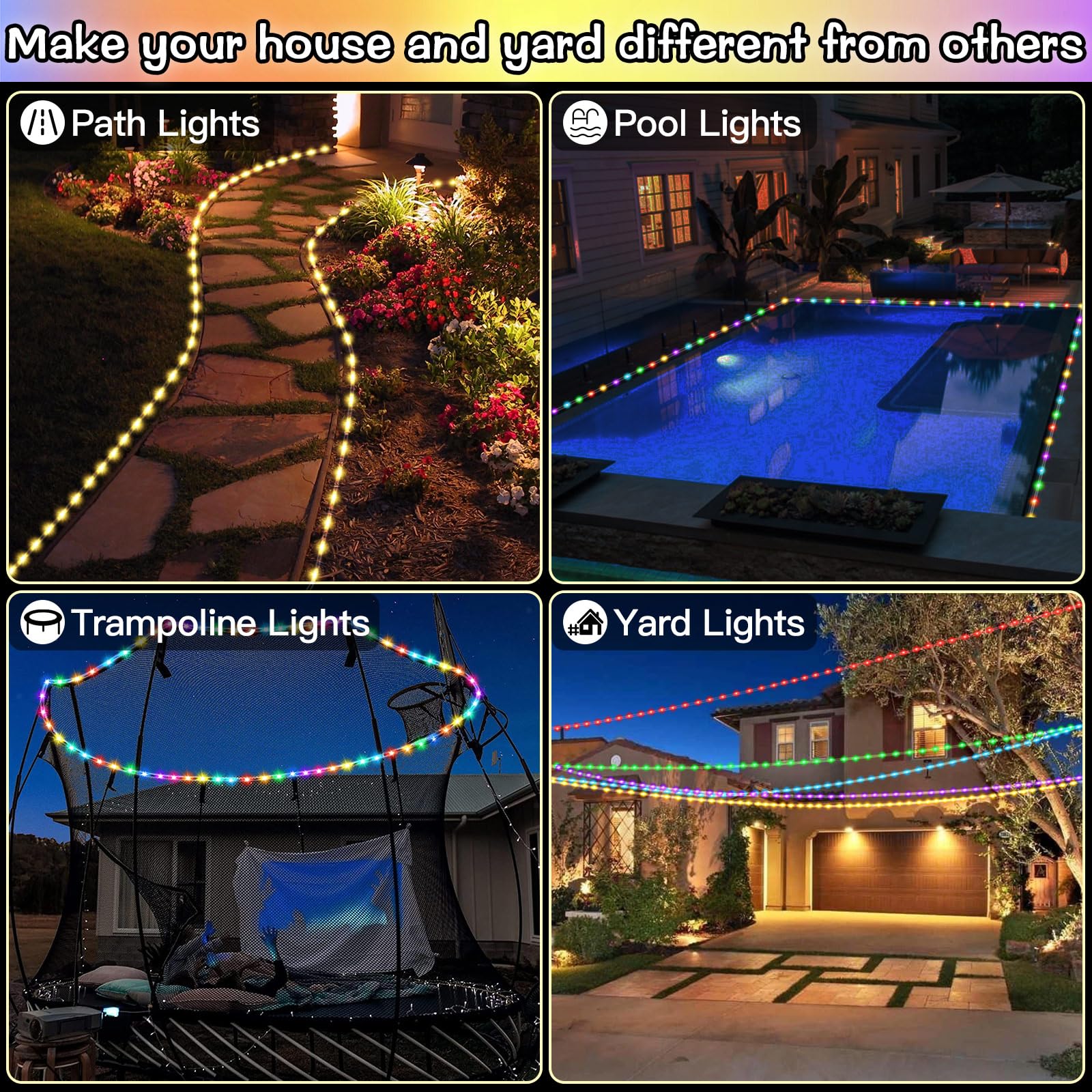 Solar-Lichterkette, 18 Farben, 90 m, wasserdicht, LED, Farbwechsel, 100 LED-Lichterketten, blau, grün, rosa, Lichterkette, Fernbedienung, Timer für Garten, Zaun, Baum, Party, Urlaub, Dekoration