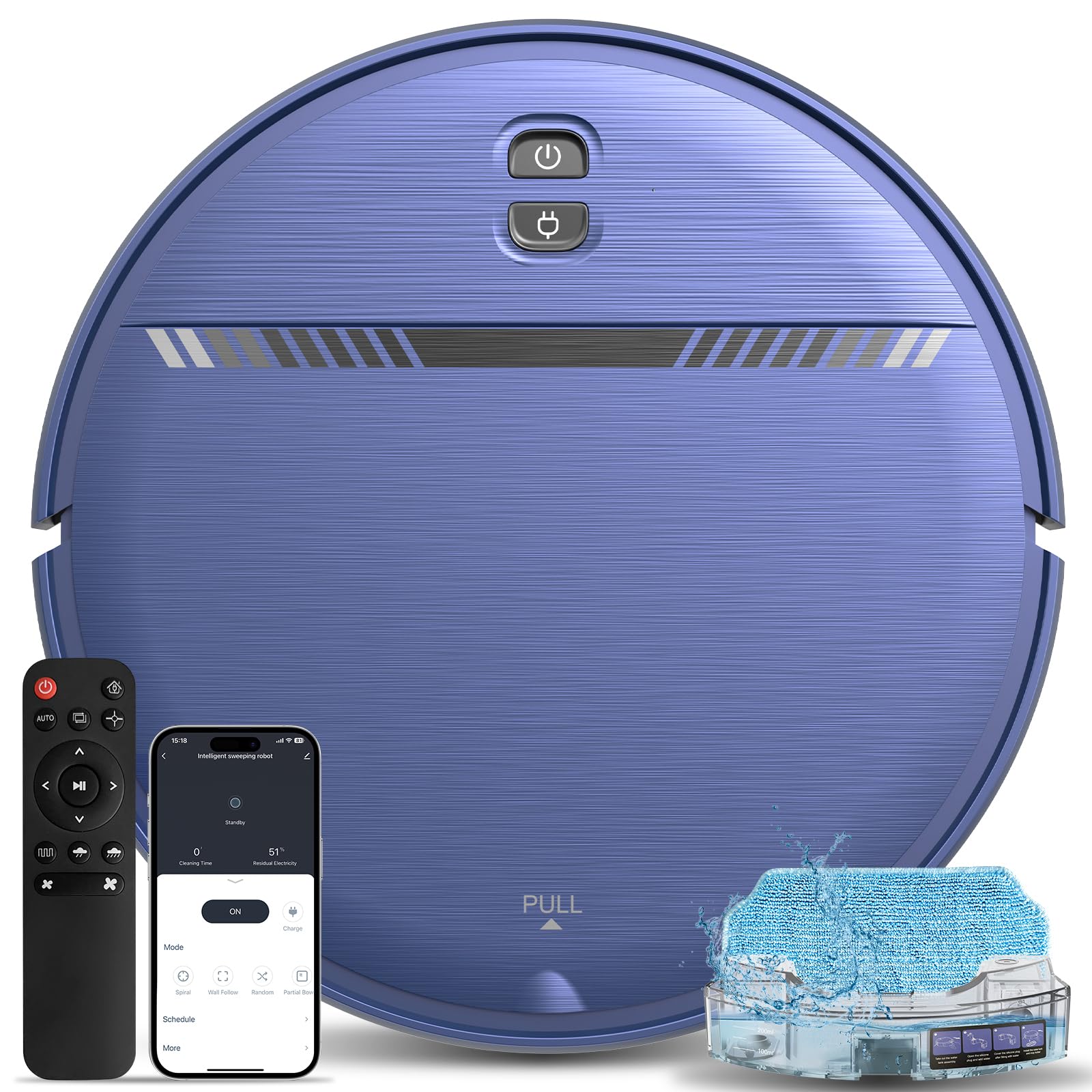 Aspirador de pó robô de limpeza, conexão Wi-Fi, controle de aplicativo, compatível com Google Assistant, perfeito para pelos e tapetes de animais de estimação