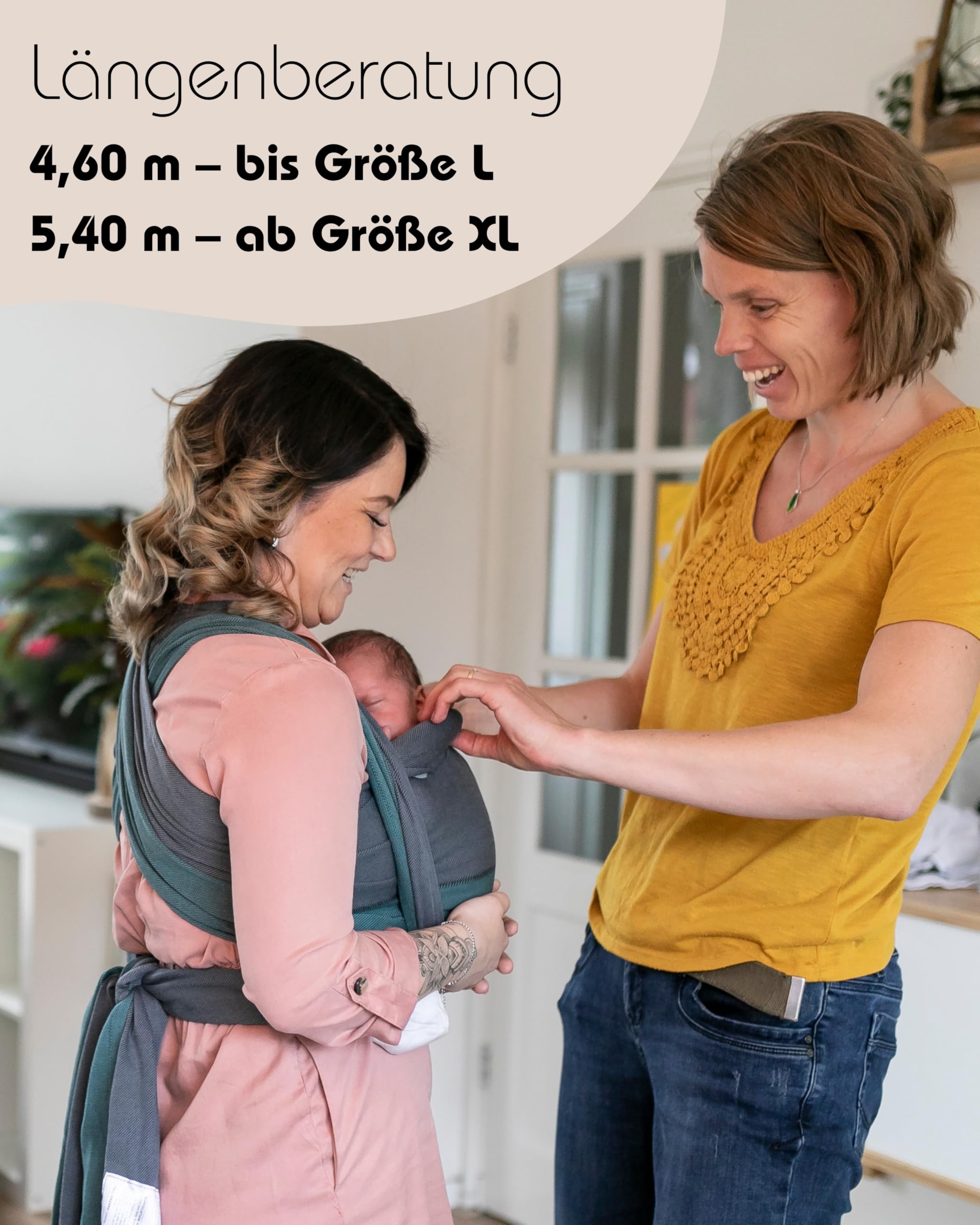 Hoppediz Frühchen-Babytragetuch ab Geburt, Stone 5,40 m | Ergonomisches Tragetuch, extra schmal für zarte und frühgeborene Babys, inkl. Anleitung