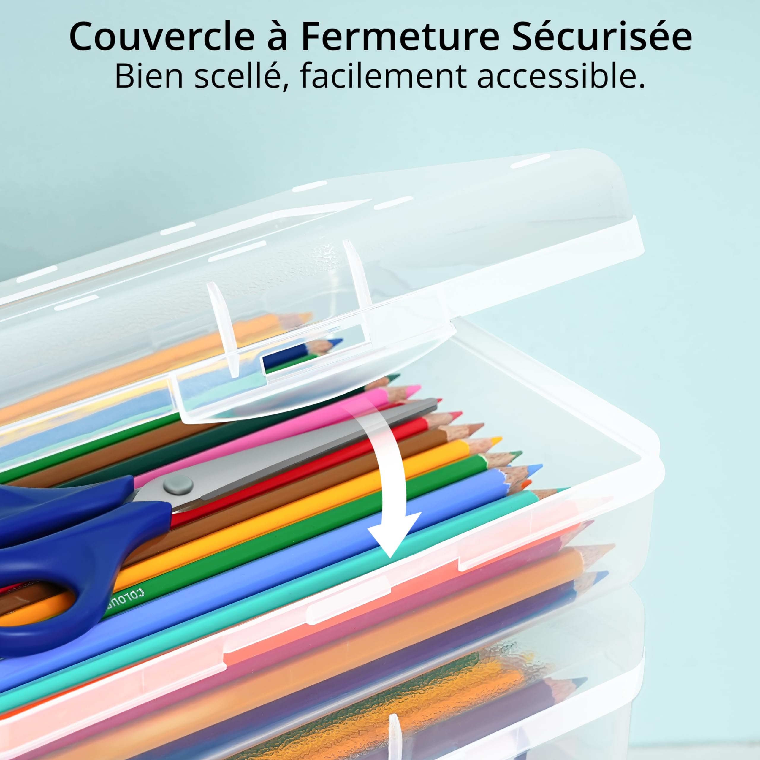 Lot De 4 Boîtes De Rangement Empilables Avec Couvercle - Transparentes, Sans BPA, Pour Bureau, école, Loisirs Créatifs