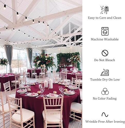 Miniatura 5 de Paquete de 8 manteles redondos de alta calidad de 90 pulgadas, manteles redondos de tela de poliéster lavable a granel, para bodas, fiestas,