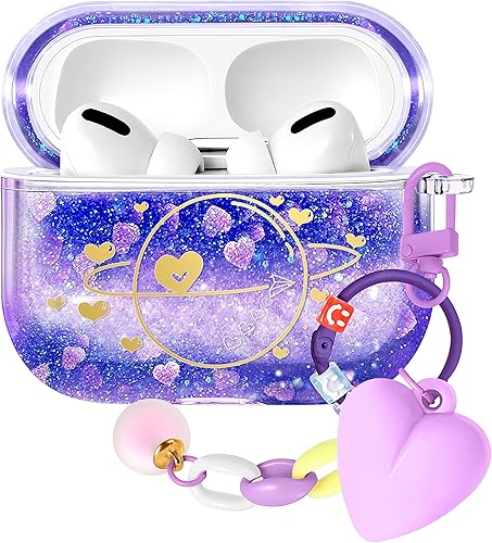 Miniatura 33 de Funda para Apple para Airpod Pro 2/1 - Funda Kawaii bonita estética femenina para niñas y mujeres, protector líquido con purpurina brillante, Rosado