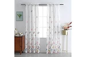 VISIONTEX Sheer Curtains 84 Inches Long, Modern Colorful Butterflies Digital Print Butterfly Curtains for Windows