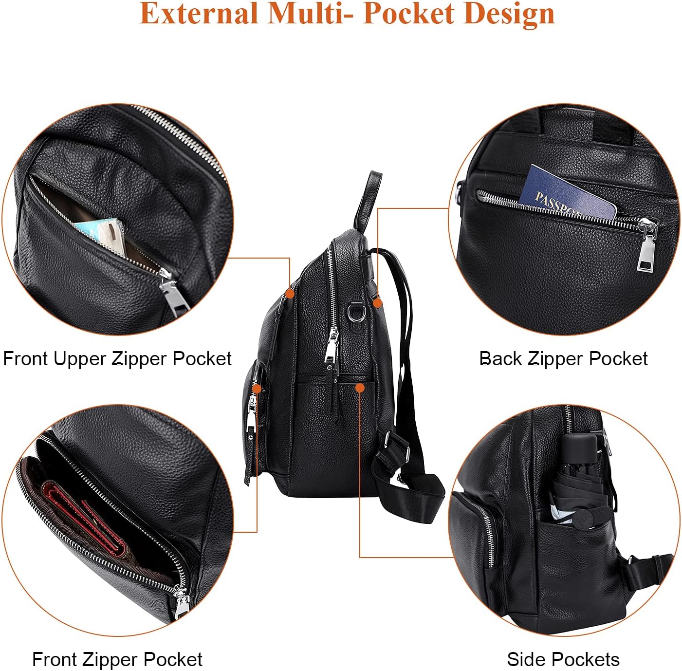 backpack purse with back zipper