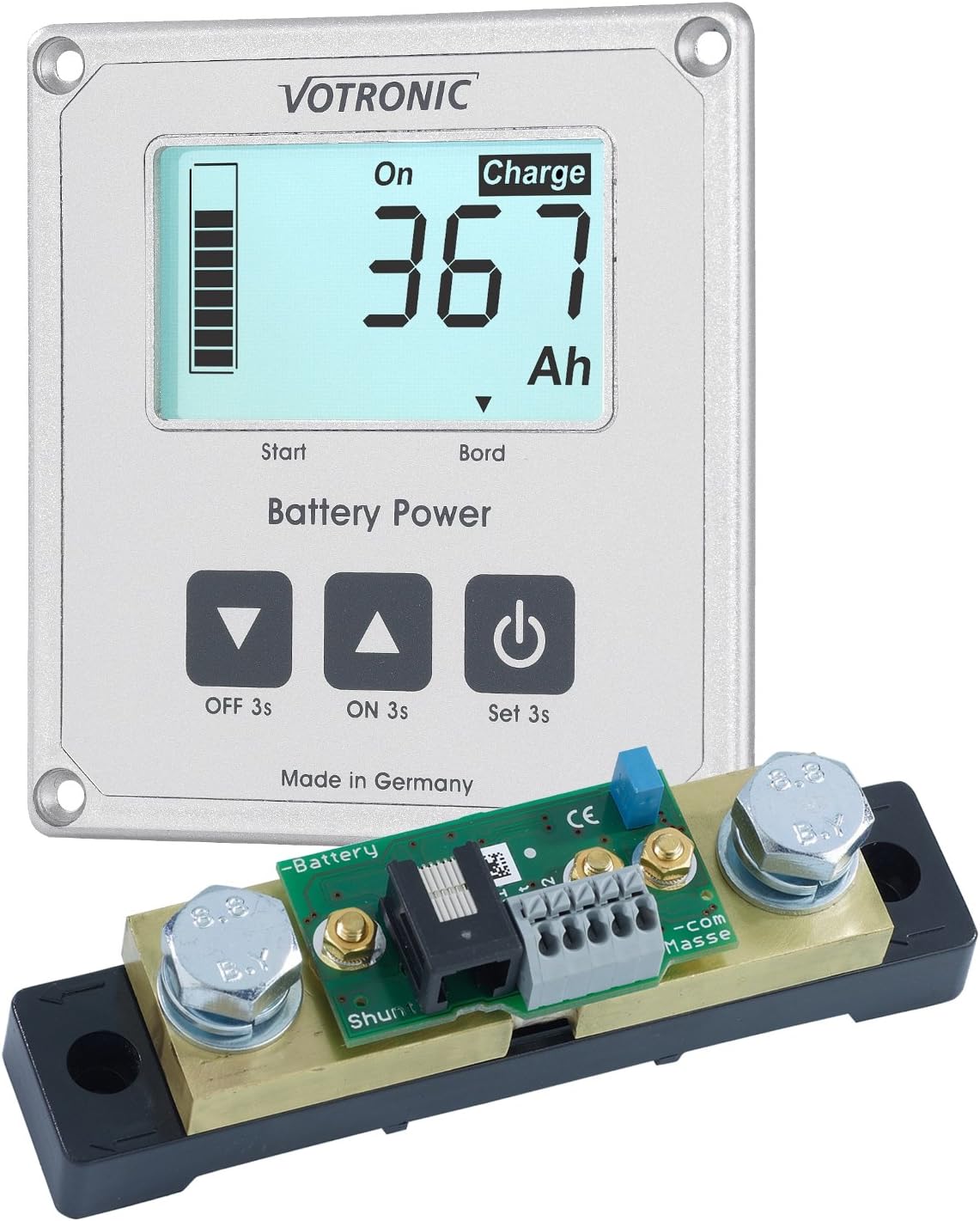 400A 12V/24V Votronic smart battery shunt with LCD battery monitor and 5m cable