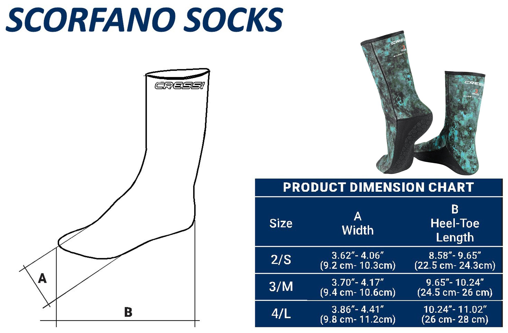 CRESSI Scorfano Camouflage Socks 3 Mm Calzari in Neoprene Mimetico 3 mm Uomo (Pacco da 1)
