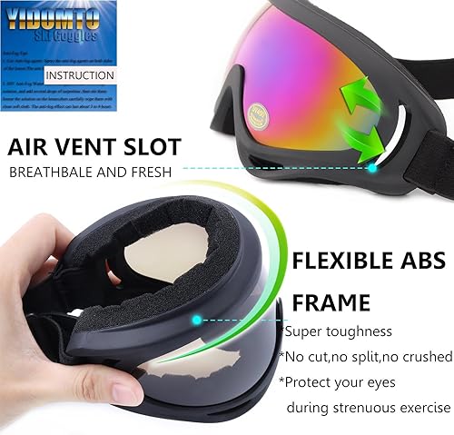 Miniatura 3 de Yidomto Gafas de esquí, paquete de 3 gafas de snowboard para niños, niñas, jóvenes, hombres y mujeres