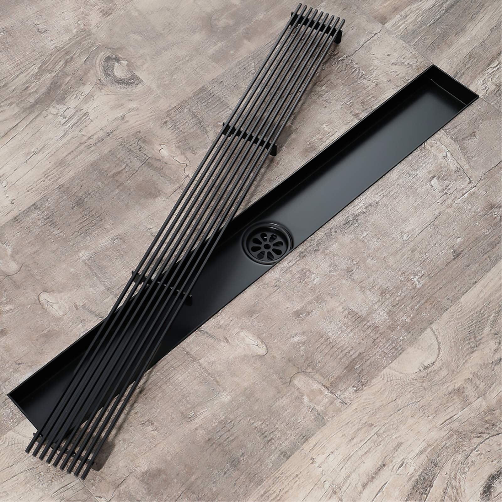 Desagüe de Ducha Lineal, Desodorante de Acero Inoxidable 304, desagüe Lineal para el Suelo de la Ducha, desagüe de residuos de Ducha Rectangular Negro