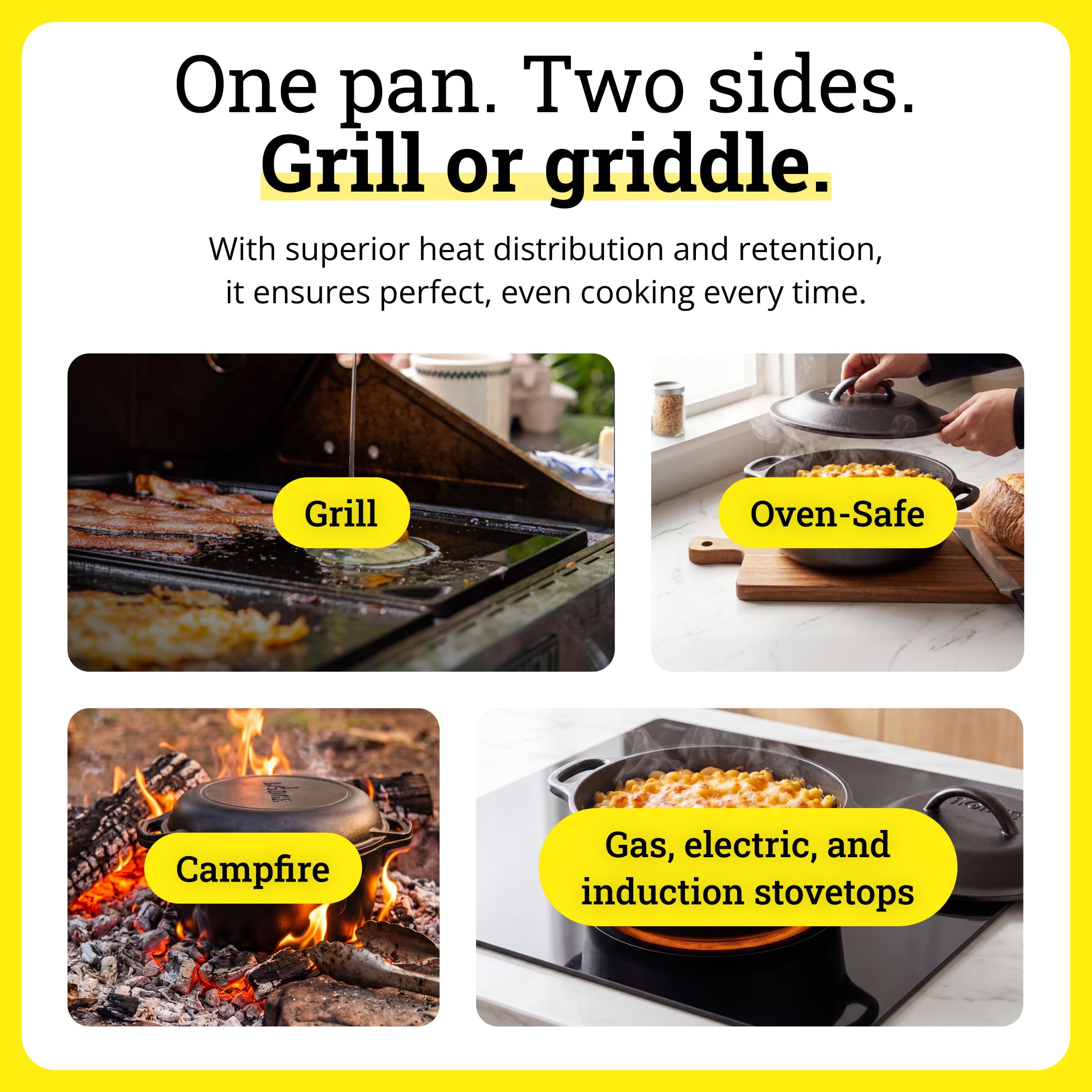Lodge Pre-Seasoned Cast Iron Reversible Grill/Griddle With Handles