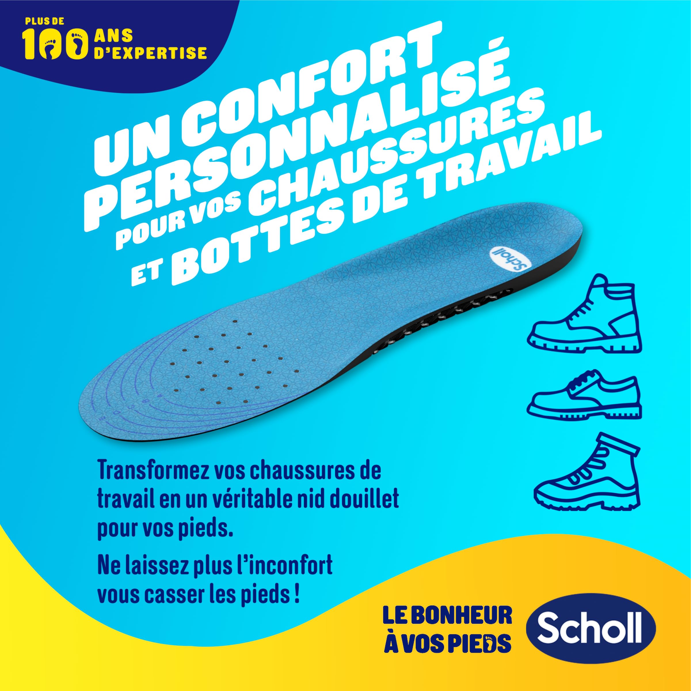 Wkładki Scholl GelActiv Professional - Męskie buty robocze - Dla długotrwałego komfortu z amortyzacją wstrząsów i wzmocnioną amortyzacją dzięki technologii GelWave - Rozmiar 40 do 46,5