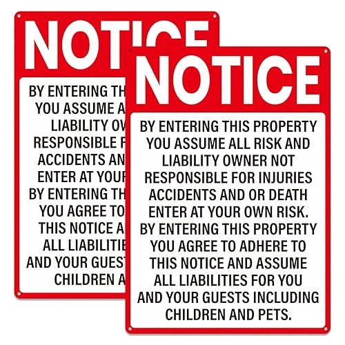 10" × 14" Not Responsible for Accidents or Injuries Sign