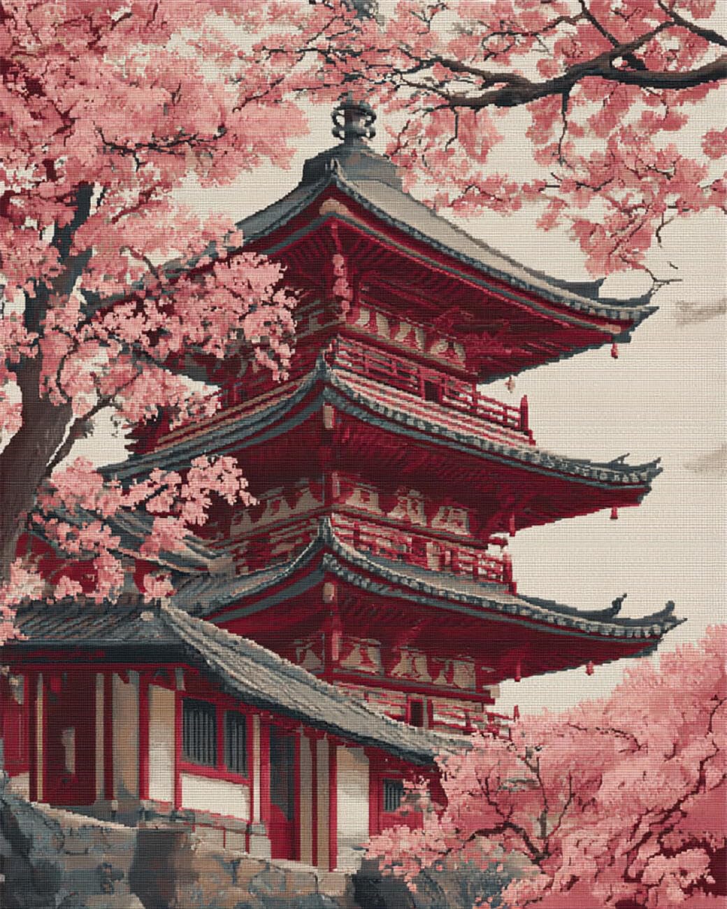 Rqwybcaxn Embroidery Beads Kit Anime Architecture 40x50cm