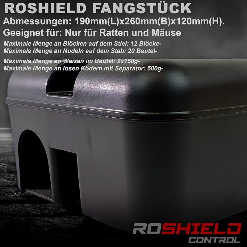 Roshield Pro Box 4 Egér- és Patkánycsapda Szett - Kültéri és Beltéri Rágcsálóirtó Dobozok, Fekete, 4 db
