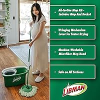 Vista 3 de Libman Tornado - Sistema de trapeador giratorio con cabezales de recambio, trapeador giratorio de microfibra y cubo con escurridor para el hogar