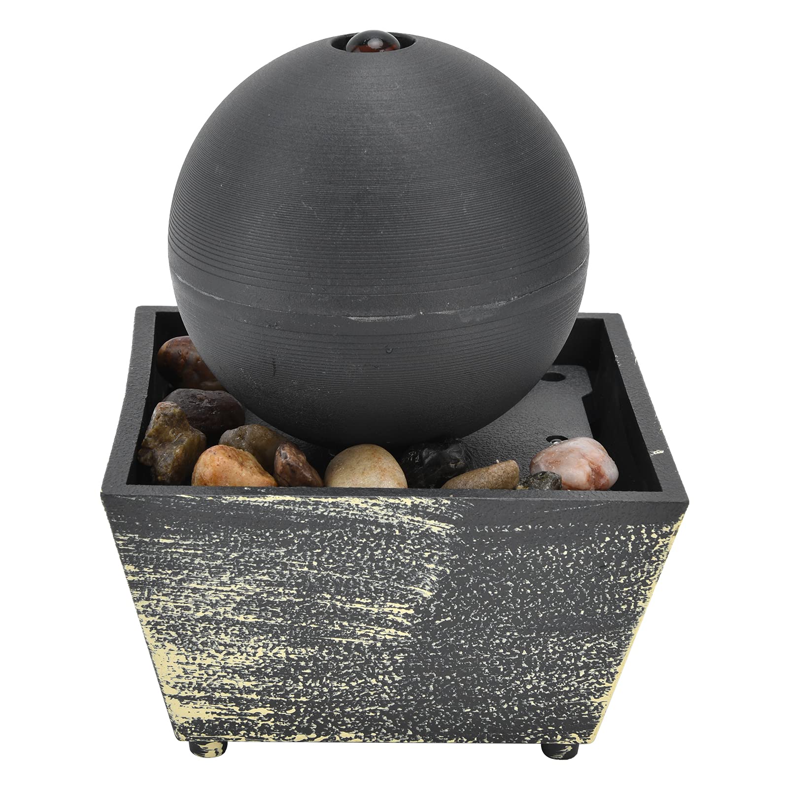 Fuente De Escritorio, 3V USB Fuente De Bola De Mesa De Relajación Interior con Luz LED Y Piedras Decorativas Fuente De Mesa para Decoración De Oficina En Casa