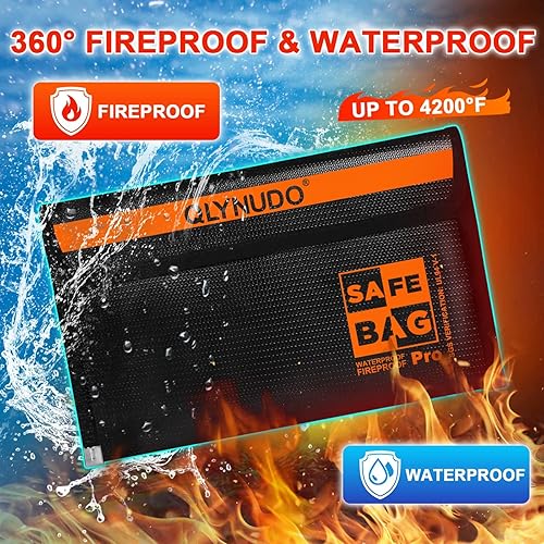 Miniatura 2 de Bolsa pequeña ignífuga para dinero en efectivo (9.5 x 5.8 pulgadas), juego de bolsas ignífugas mejorada de 4200F para objetos de valor, pasaporte,