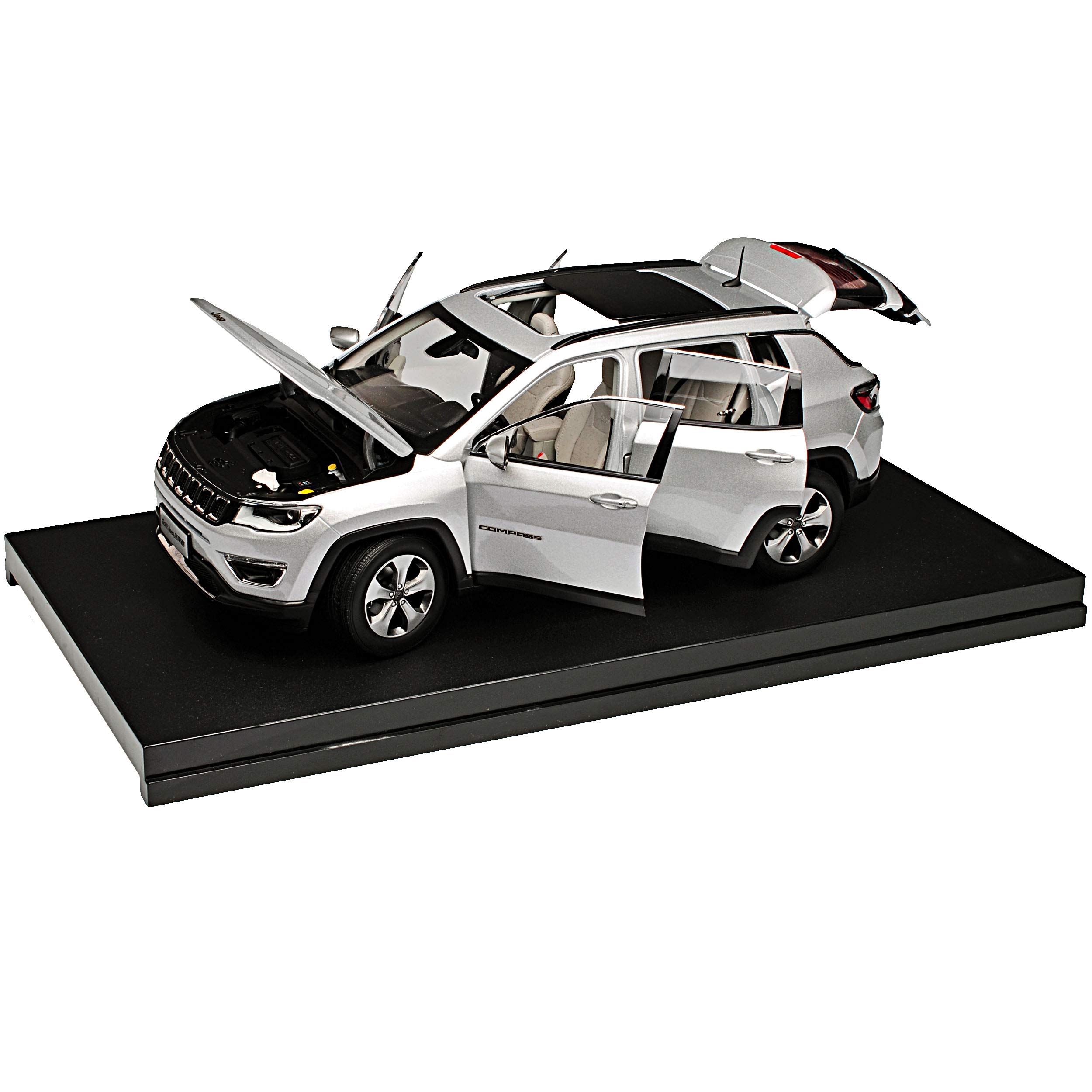 alles-meine.de GmbH Jeep Compass SUV Silber 2. Generation ab 2016 1/18 PA*u*d*i Modell Auto mit individiuellem Wunschkennzeichen